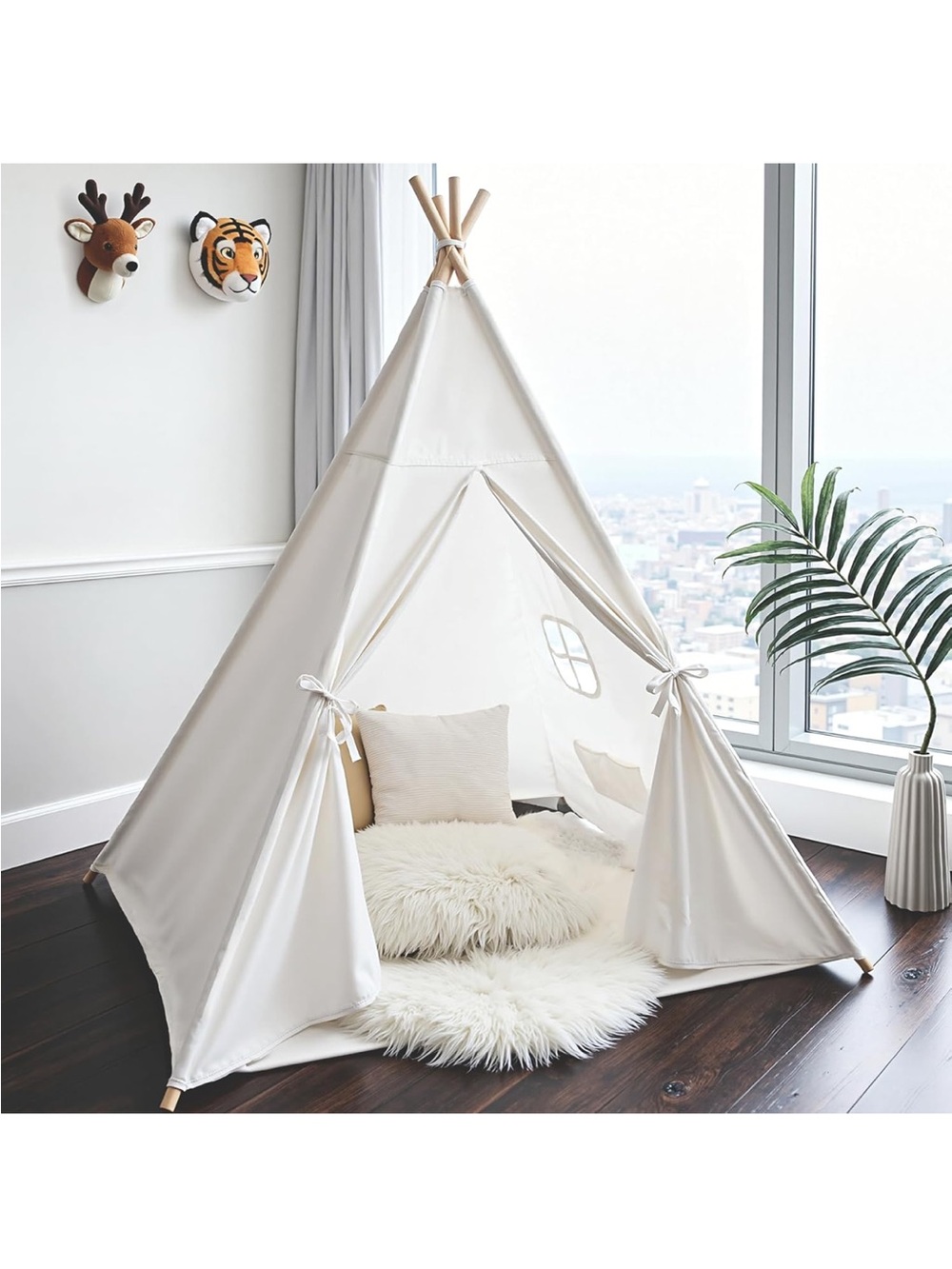 Amazon Cream Kids Play Teepee Tent - Indoor Cozy Playhouse
